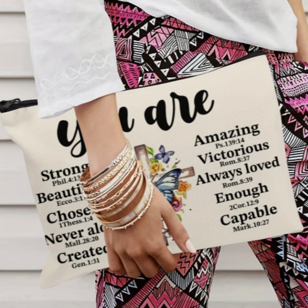 Cross Uplifiting Words Makeup Bag NWT